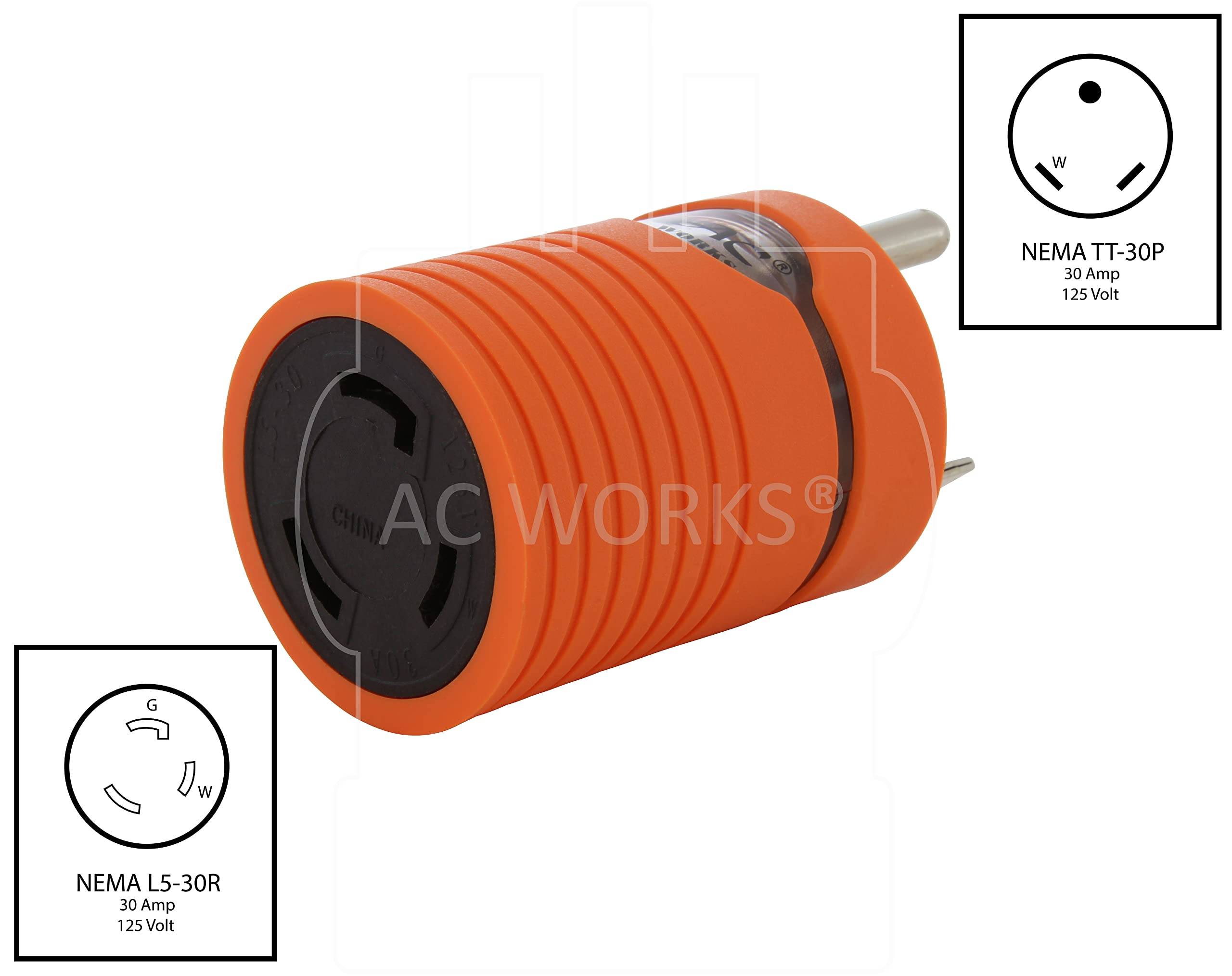 AC WORKS [ADTTL530] Generator Adapter RV 30Amp TT-30P to L5-30R